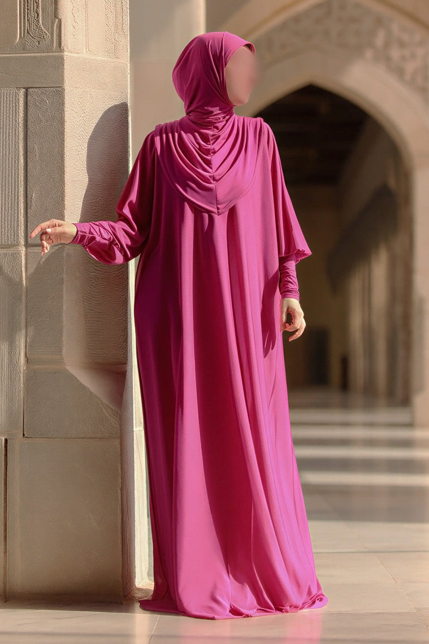 SUBLIME Integrated Hijab Relaxed Batwing Abaya AS016 in Berry