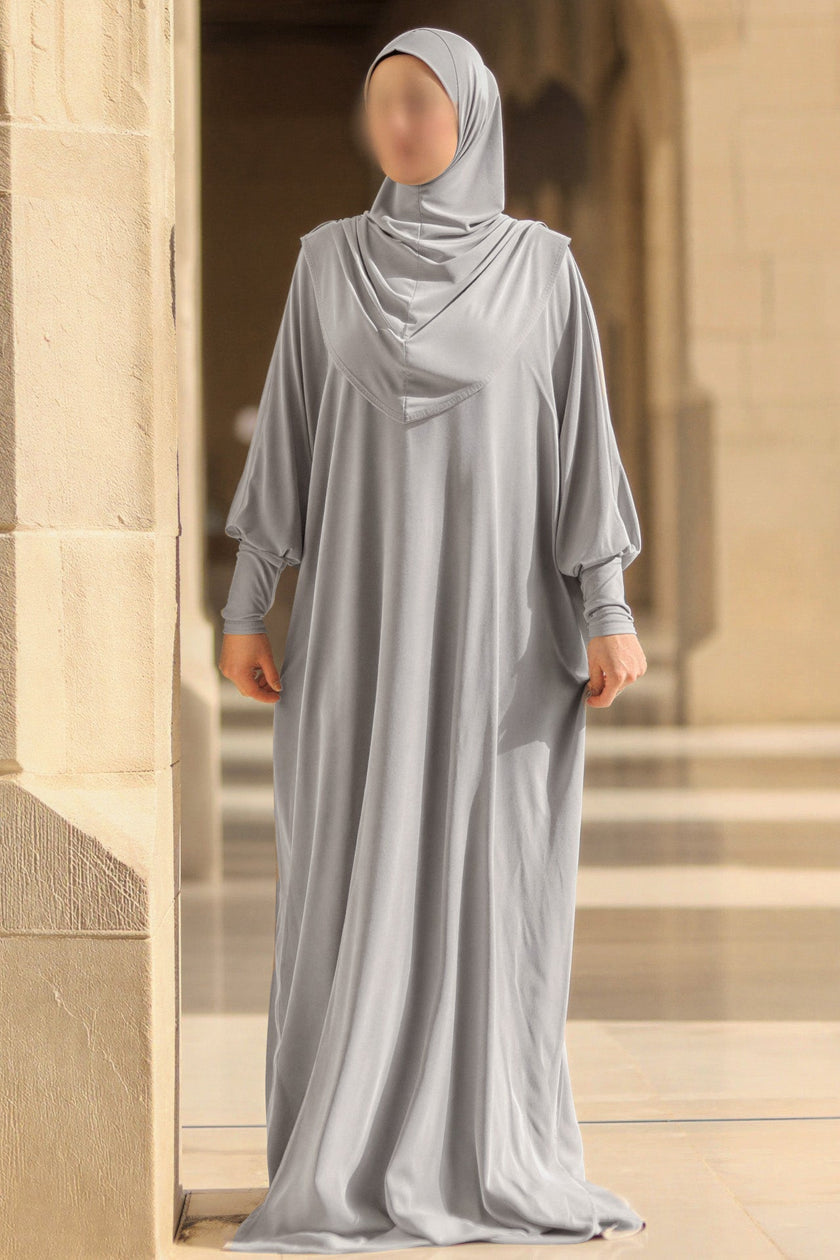 SUBLIME Integrated Hijab Relaxed Batwing Abaya AS016 in Light Grey
