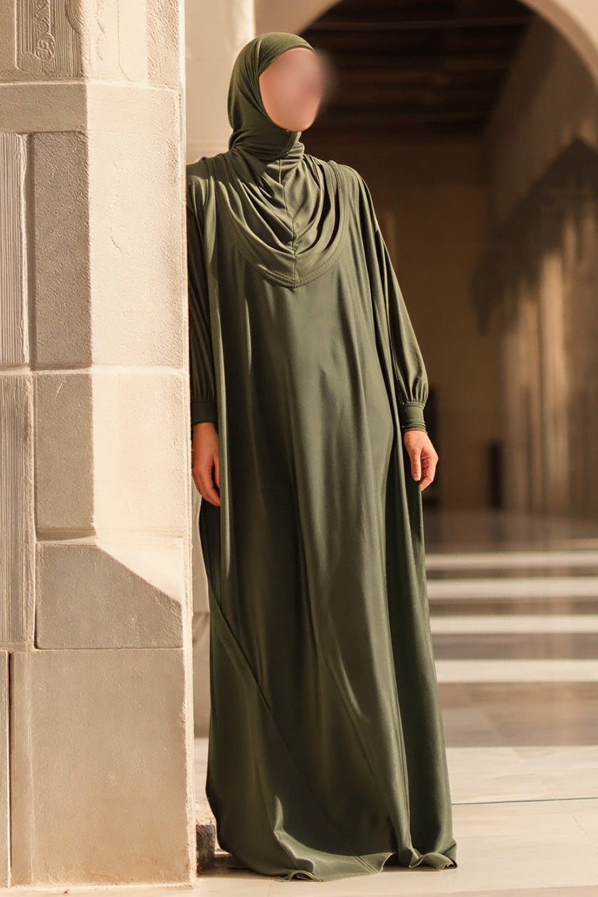 SUBLIME Integrated Hijab Relaxed Batwing Abaya AS016 in Khaki