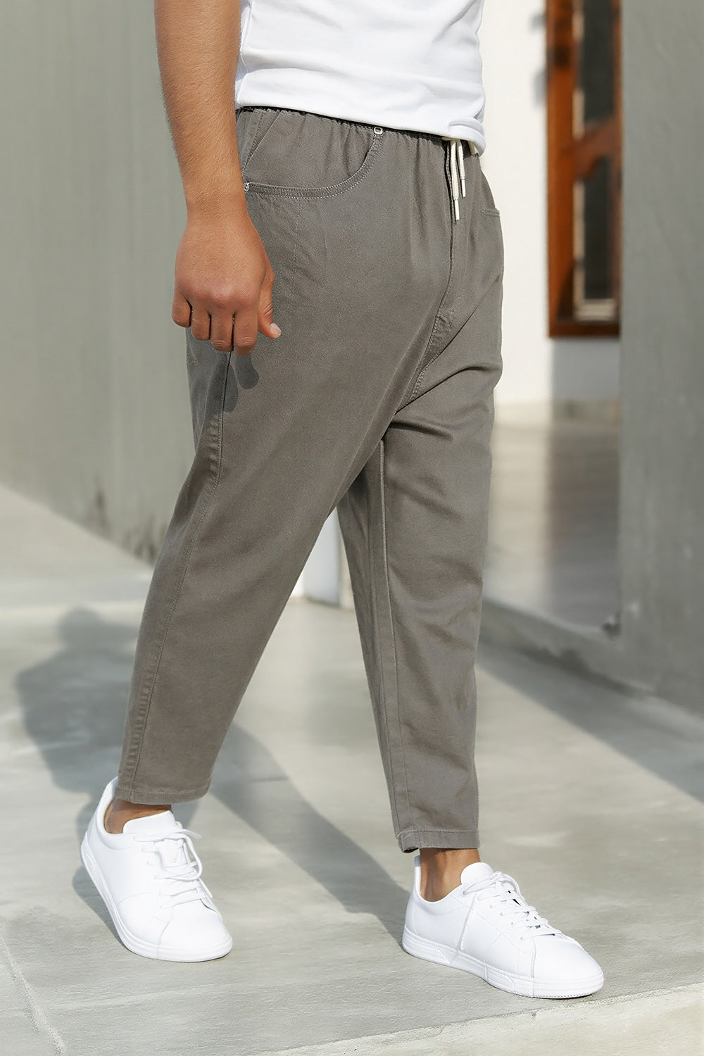 QL Sarouel Jean Stretch Regular Drop in Dark Grey