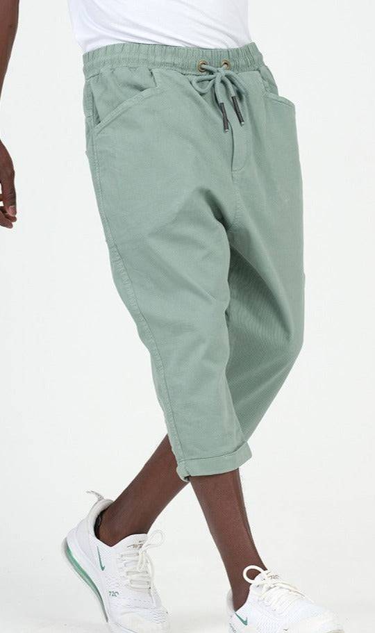 QL Cropped Trousers Stretch in Almond Green