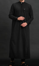 Muslim Men’s Long Thobe Kamees Bey R24 QL in Black