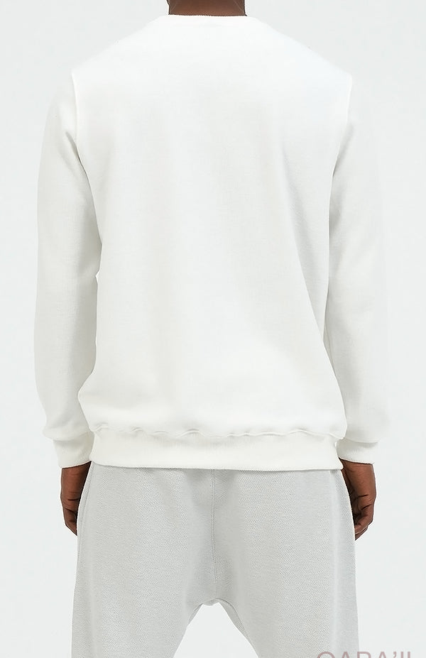 QL Round Collar Longline Sweatshirt in Cream - QABA'IL,