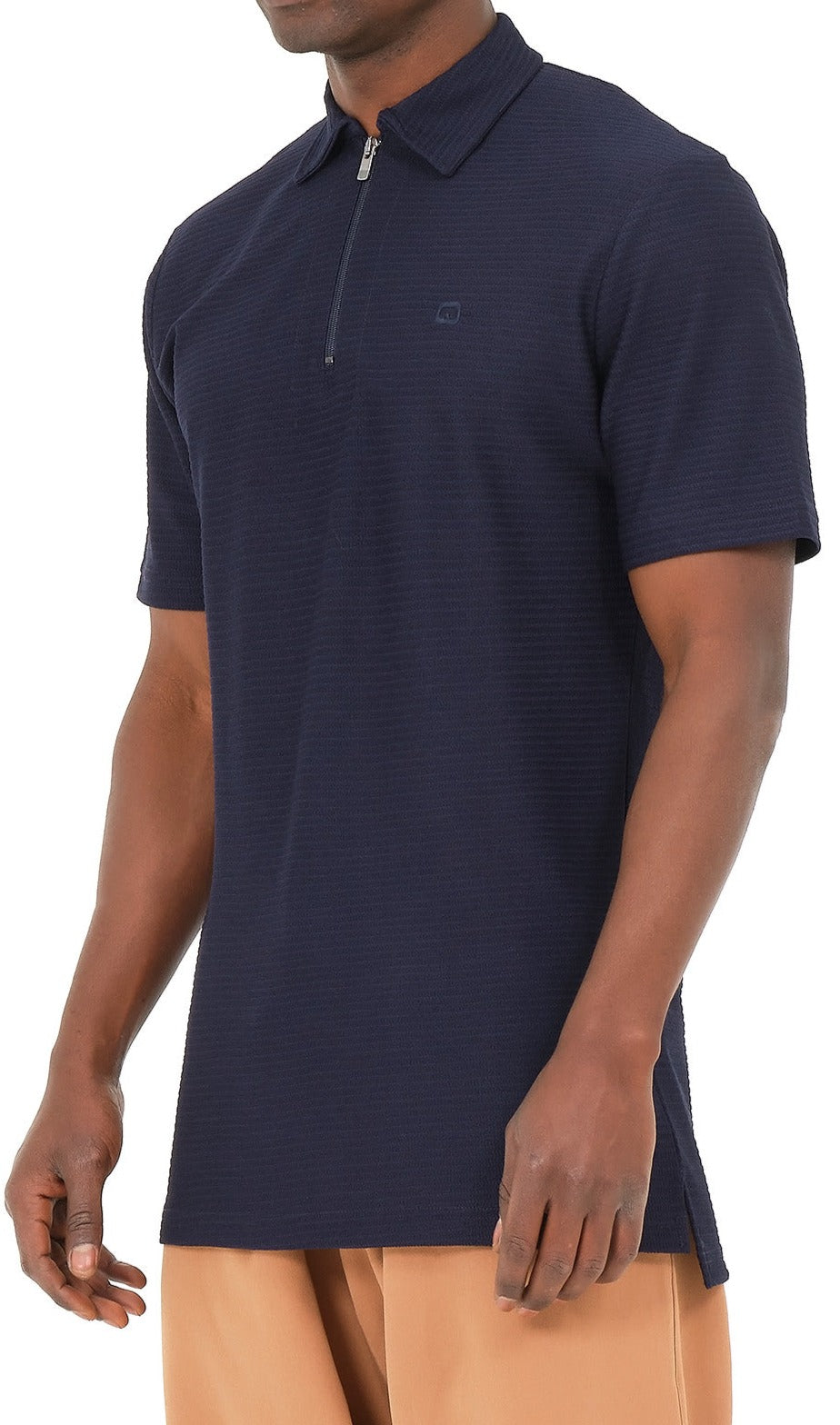  QL Relaxed Polo Zip Up S24 in Navy Blue - QABA'IL,