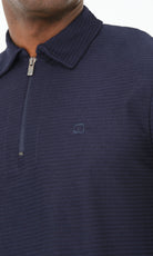  QL Relaxed Polo Zip Up S24 in Navy Blue - QABA'IL,