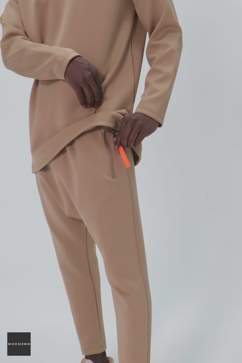 QL Futurx Relaxed Sweat and Ankle Jogger Set in Beige