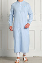  QL SUBTIL Long Kamisweat Active Thobe in Sky Blue and White - QABA'IL,