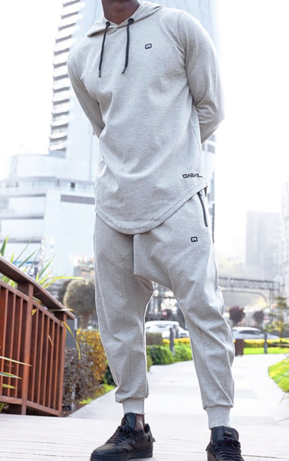 QL Onyx UP Oversized Hoodie & Jogger Set in Mottled White - MOOMENN