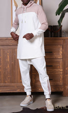QL DELTA Kamisuit Two-tone Hooded Set in Cream and Beige - MOOMENN
