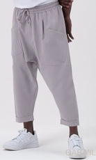 QL Design Lightweight Relaxed Fit Trousers in Light Grey - MOOMENN