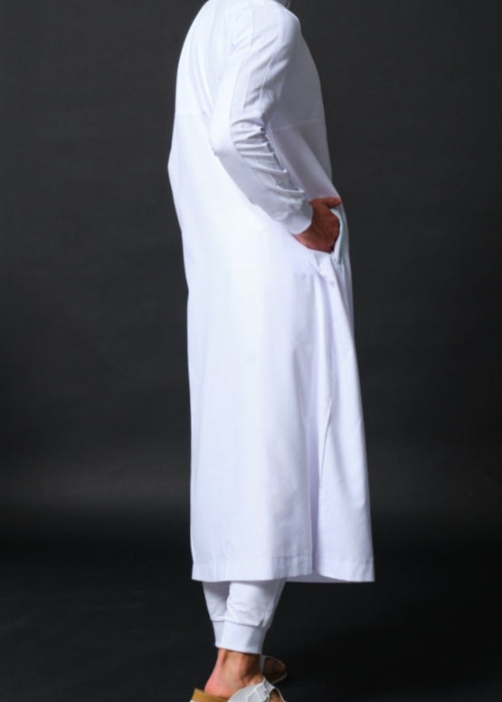  QL SUBTIL Long Kamisweat Active Thobe in White and Mint - QABA'IL,