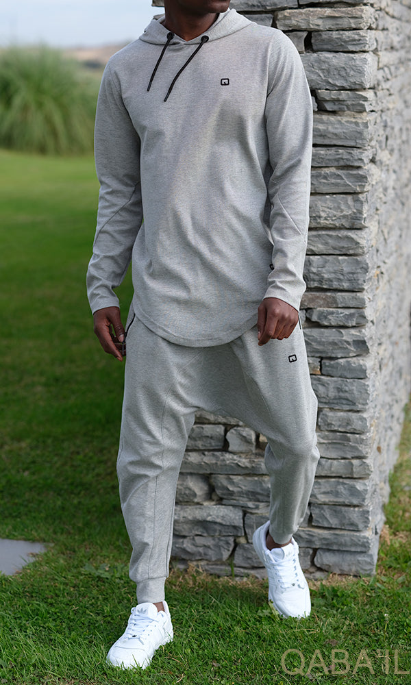 QL Onyx UP Oversized Hoodie & Jogger Set in Mottled White - MOOMENN