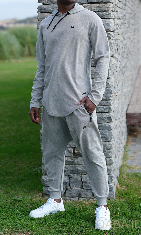 QL Onyx UP Oversized Hoodie & Jogger Set in Mottled White - MOOMENN