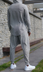 QL Onyx UP Oversized Hoodie & Jogger Set in Mottled White - MOOMENN