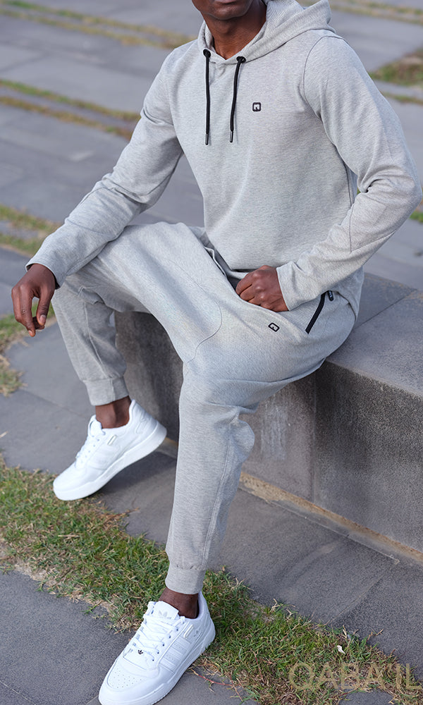 QL Onyx UP Oversized Hoodie & Jogger Set in Mottled White - MOOMENN